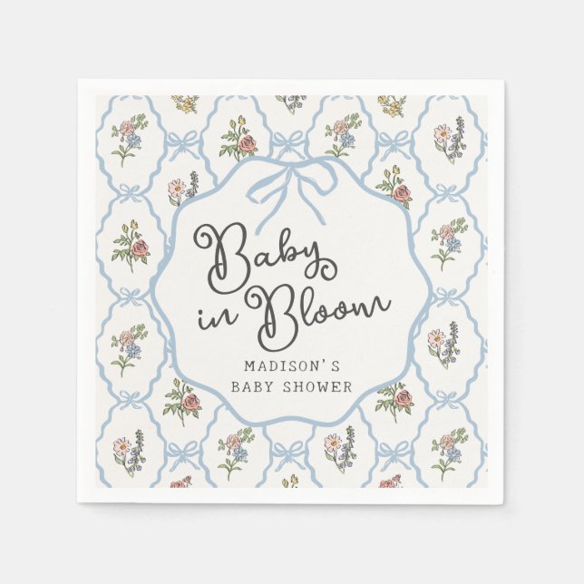 Spring Garden Party Pastel Floral Baby Dusche Serviette (Vorderseite)