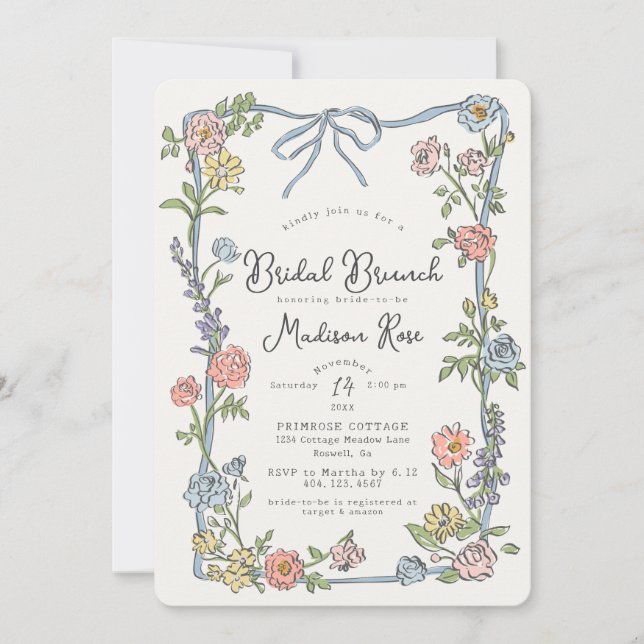 Spring Garden Party Pastel Floral Bridal Brunch (Vorderseite)