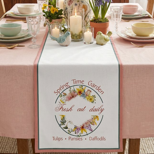 Spring Garden sign Medium Table Runner Kurzer Tischläufer (Von Creator hochgeladen)