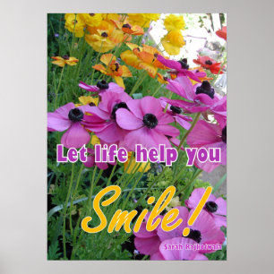Spring Garden Smile Zitat Blumenmotive Blume Poster