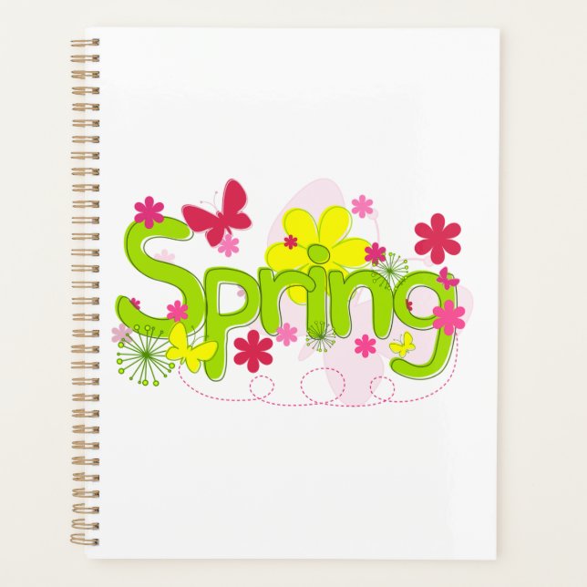 Spring Garden Typography Flowers Butterflies Planer (Vorderseite)