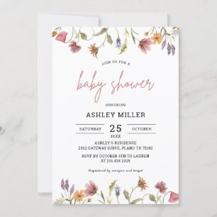 Spring Garden Wildblume Babydusche Einladung