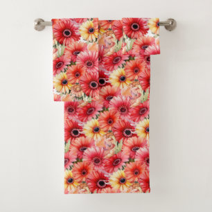 Spring Gerbera Daisy Daisies Blume Handtuch Set