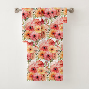 Spring Gerbera Daisy Daisies Blume Handtuch Set