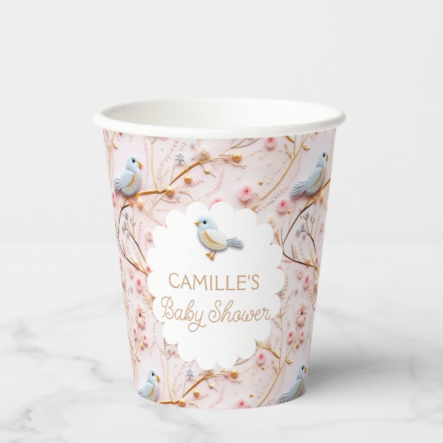 Spring Girl Baby Dusche Rosa Personalisiert Pappbecher (Vorderseite)