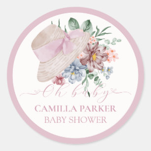 Spring Girl Garden Hat Baby Dusche Begrüßungszeich Runder Aufkleber