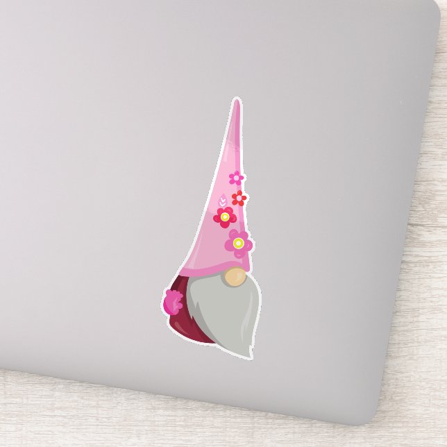 Spring Gnome, Garden Gnome, Niedliches Gnome, Blum Aufkleber (Detail)