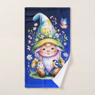 Spring Gnome with Bunny and Bluebird Handtuch