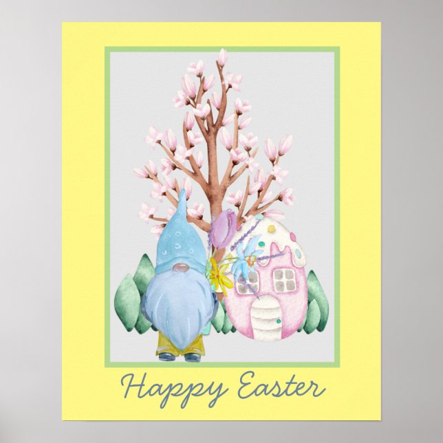 Spring Gnome Zuhause Happy Oaster Poster (Vorne)