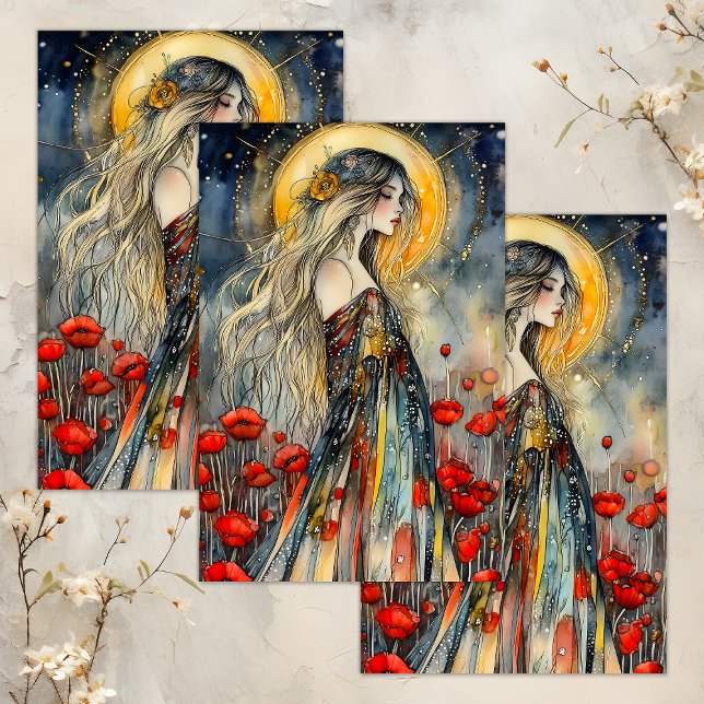 SPRING GODESS DECOUPAGE TISSUPAPIER SEIDENPAPIER (SPRING GODDESS DECOUPAGE TISSUE PAPER)