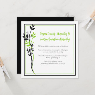 Spring Green and Black Floral Reception Only | Einladung