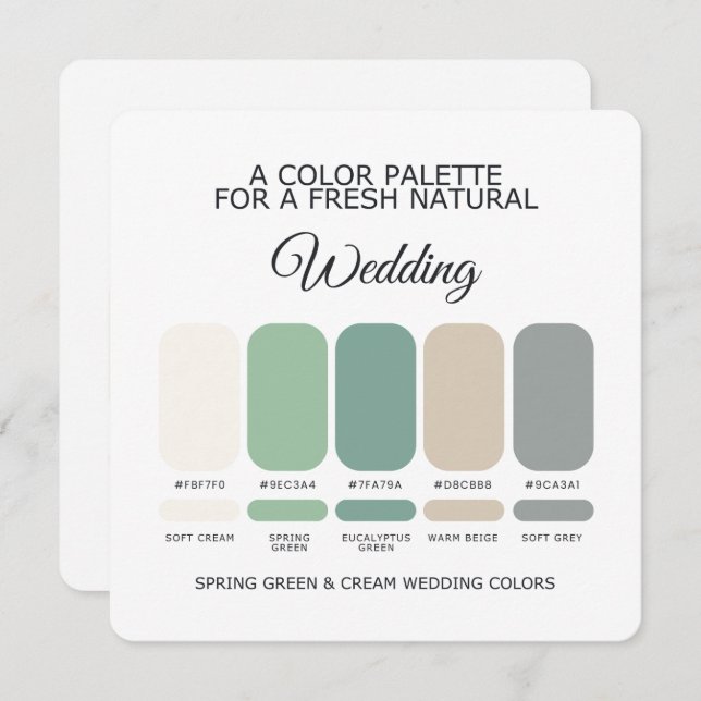 Spring Green and Cream Wedding Color Palette Card Einladung (Vorne/Hinten)
