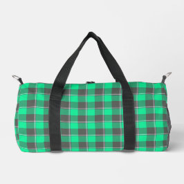 Spring Green and Finlandia Black Plaid Duffle Bag