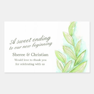Spring Green Blätter Art Hochzeitscreme Rechteckiger Aufkleber