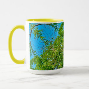 Spring Green Blätter Blue Sky Muster Tasse