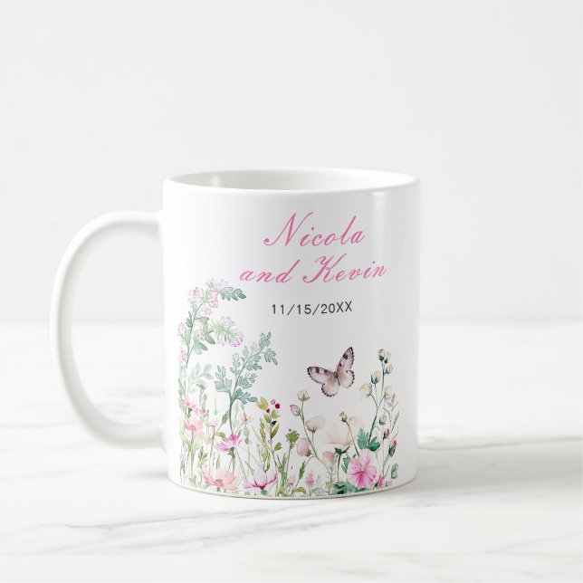 Spring Green Butterfly Floral Wedding Kaffeetasse (Links)