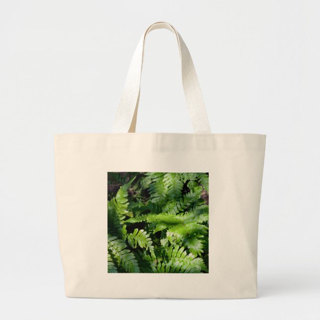 Spring Green Ferns boho botanisch Jumbo Stoffbeutel (Vorne)