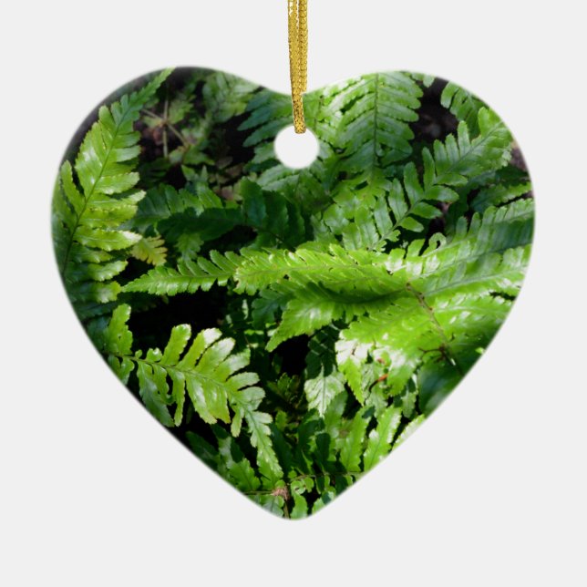 Spring Green Ferns boho botanisch Keramik Ornament (Vorne)