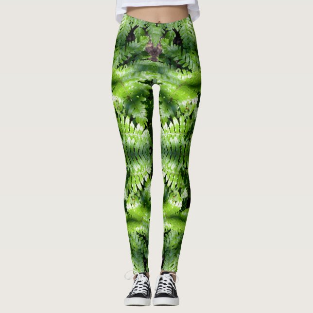 Spring Green Ferns Leggings (Vorderseite)