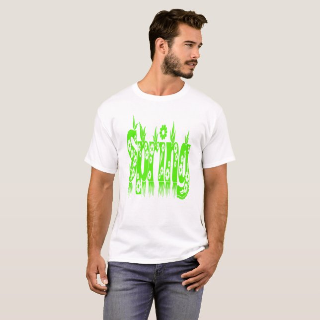 Spring Green Niedlich Floral Typografy Springtime T-Shirt (Vorne ganz)