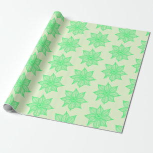 Spring Green on Light Green Sketchy Blume Geschenkpapier