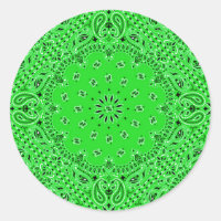 Spring Green Paisley Western Bandana Scarf Print