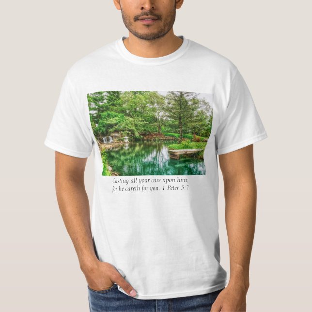 Spring Green Reflections Bible Verse T-Shirt (Vorderseite)