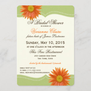 Spring Green und Orange Daisy Brautparty Einladung
