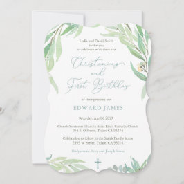 Spring Green Verlasse Boy Christening Erster Gebur Einladung