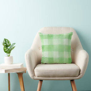 Spring Green Watercolor Gingham Kariert Throw Kiss Kissen