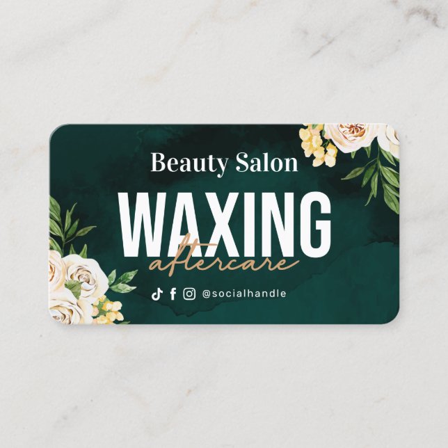 Spring Green Waxing Aftercare Card Visitenkarte (Vorderseite)