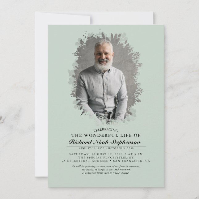 Spring Greenerage Foliage Silhouette Beerdigung Fo Einladung (Vorderseite)