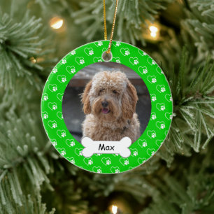 Spring Hearts Paws Custom Pet Puppy Dog Foto Keramik Ornament