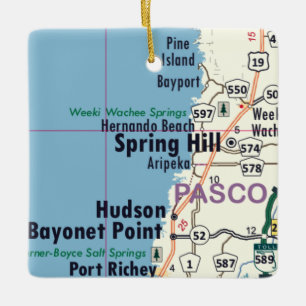 Spring Hill Florida Karte Keramikornament