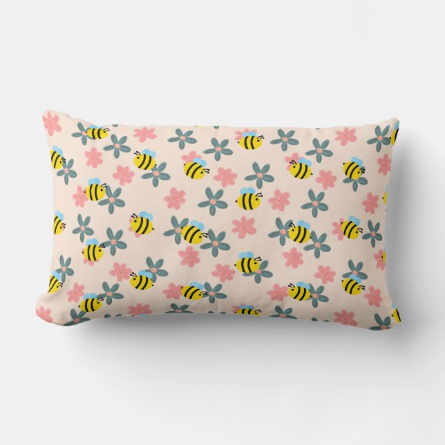 Spring Honey Bee Throw Kissen (Vorderseite)