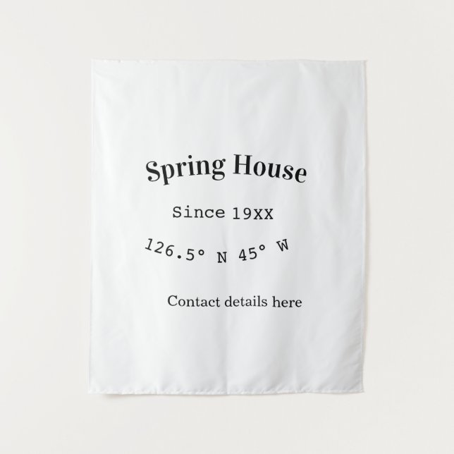Spring house ets. Date year custom coordinates add Wandteppich (Vorderseite)
