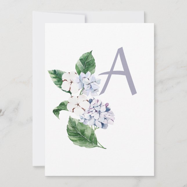 Spring HYRDANGEA mit Buchstaben anpassbar Dankeskarte (Vorderseite)