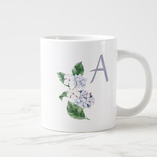 Spring HYRDANGEA mit Buchstaben anpassbar Jumbo-Tasse (Rechts)