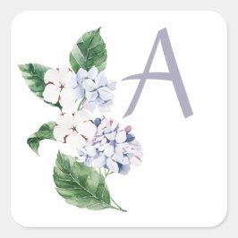 Spring HYRDANGEA mit Buchstaben anpassbar Quadratischer Aufkleber