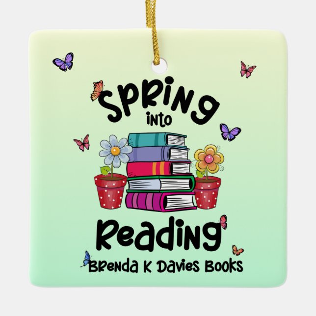 Spring in Reading Brenda K Davies Books Keramikornament (Vorderseite)