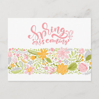Spring Is Coming Floral Greeting Card Postkarte