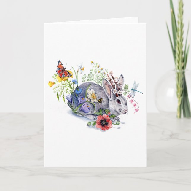 Spring Jackalope Holiday Card Feiertagskarte (Vorderseite)