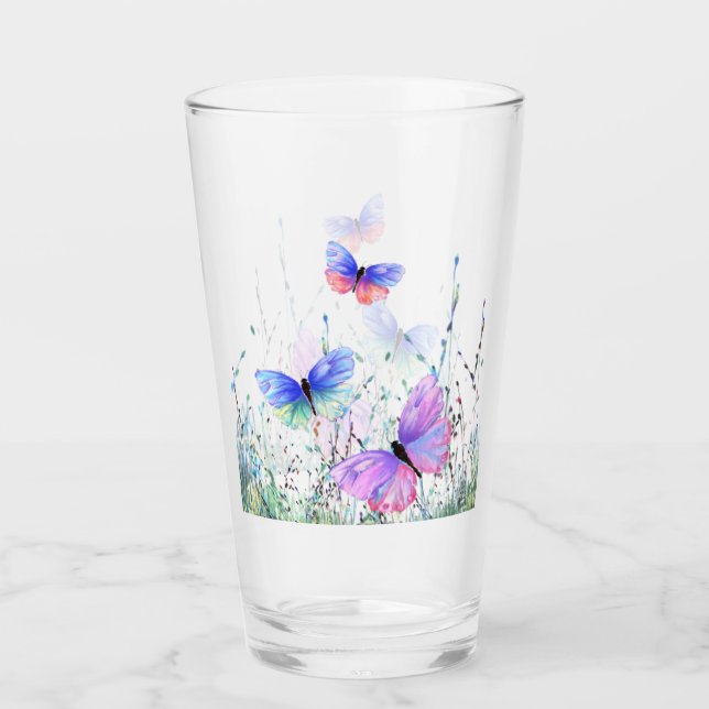 Spring Joy - farbenfrohe Schmetterlinge fliegen in Glas (Vorderseite)