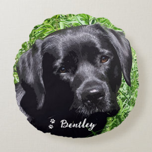 Spring Joy - Labrador Retriever - Black Lab Rundes Kissen
