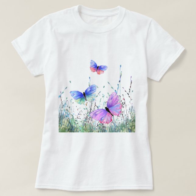 Spring Joy T - Shirt Butterflies Fliegen in der Na (Design vorne)