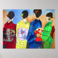 Spring Kimono Japanisch Geisha Aquarell