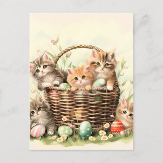 Spring Kitten Oaster Basket Feiertagspostkarte