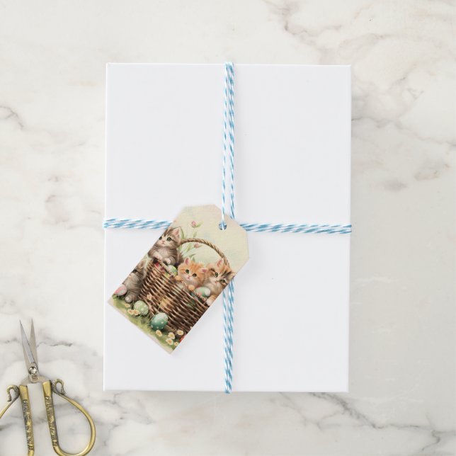 Spring Kitten Oaster Basket Geschenkanhänger (Mit Garn)