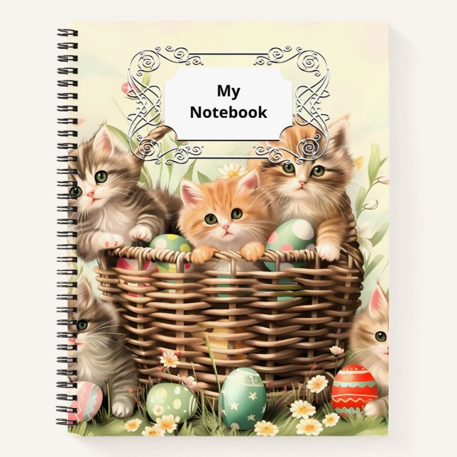Spring Kitten Oaster Basket Notizbuch (Vorderseite)