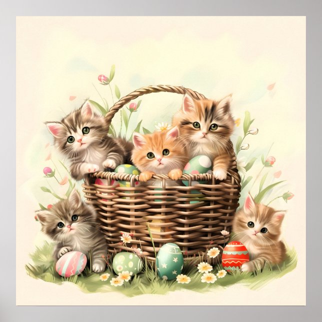 Spring Kitten Oaster Basket Poster (Vorne)